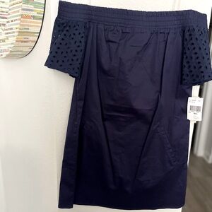 Navy Blue Off the Shoulder Minidress